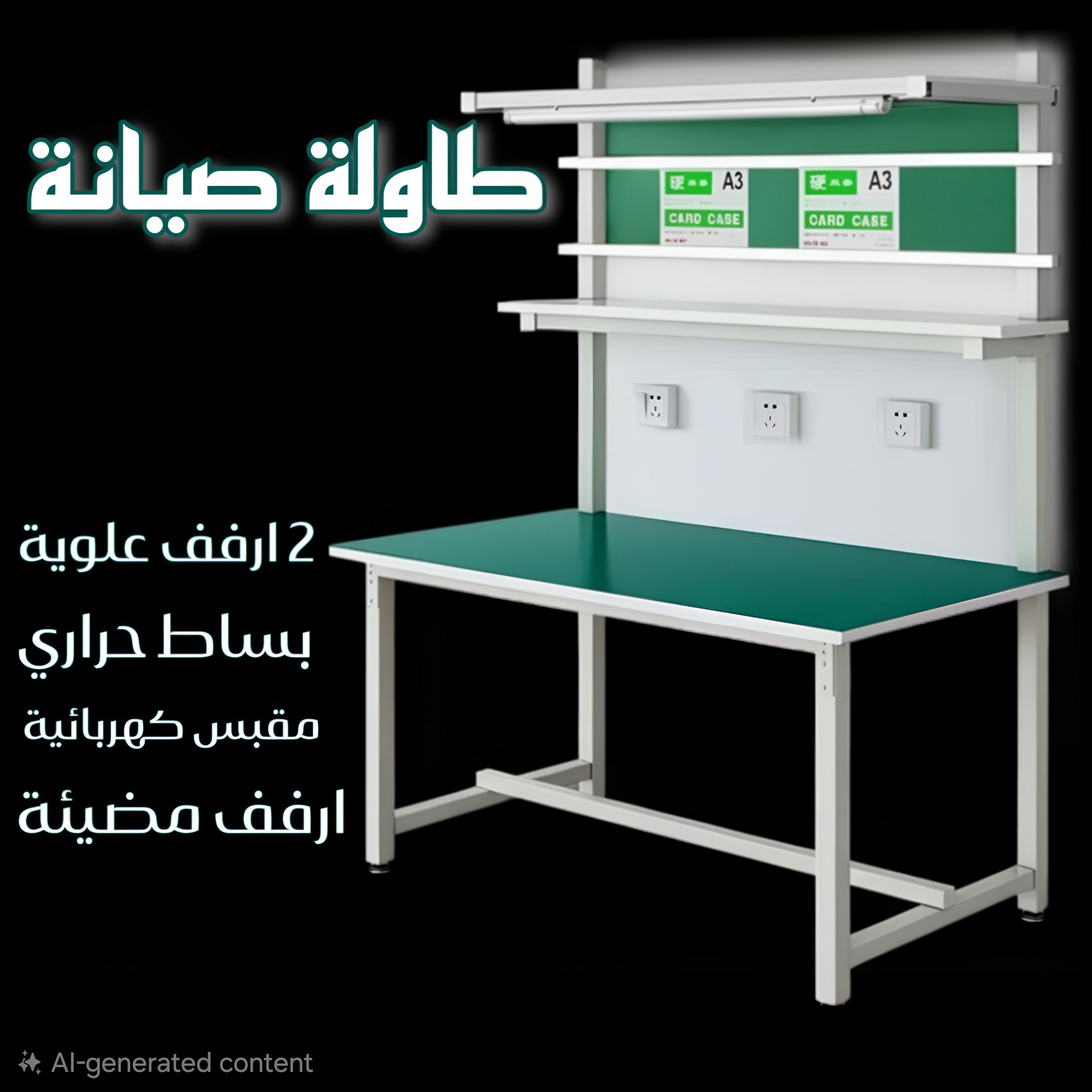 طاولة صيانة مضيئة مع مقابس كهربائية