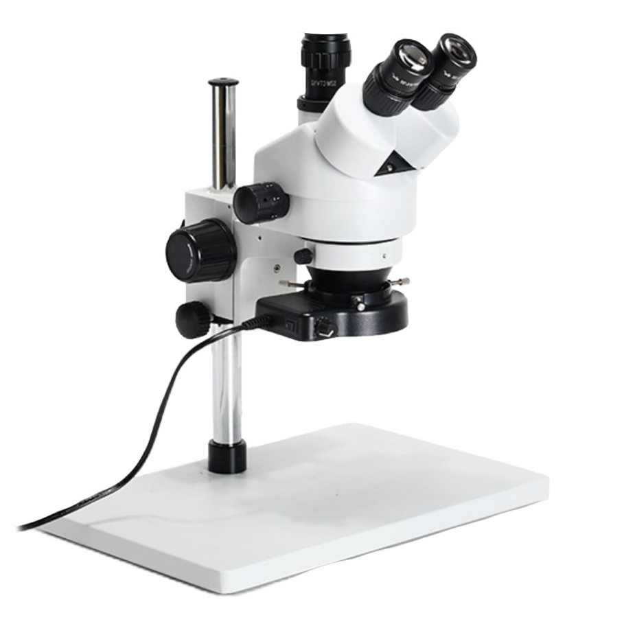 Microscope Stereo 7x 45x White 3 Eyes With LED And  Camera Lens