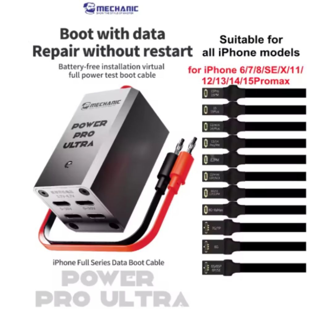 MECHANIC Power Pro Ultra Power Supply Test Cable Type-C Input with 11 FPC Flex One-key Start Boot Line for iPhone 6-15 Pro Max