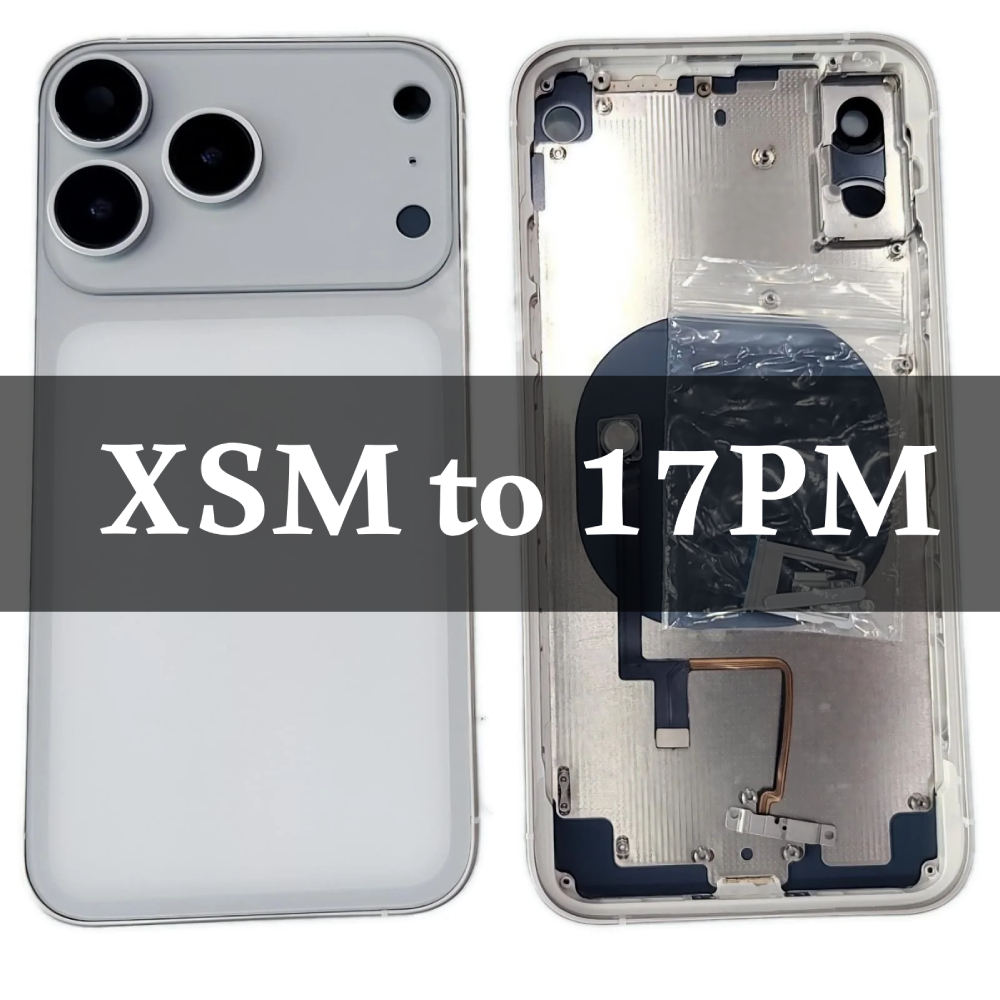 مكياج عظم تحويل ايفون اكس ماكس الى ايفون 17 برو لون أبيض مع سيليكون شفاف