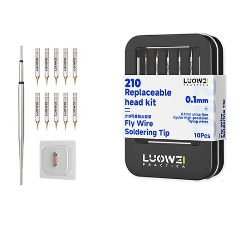 Luowei LW-C210 soldering tip kit includes 10 replaceable 0.1mm ultra-fine tips - I
