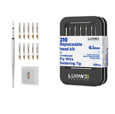 Luowei LW-C210 soldering tip kit includes 10 replaceable 0.1mm ultra-fine tips - K