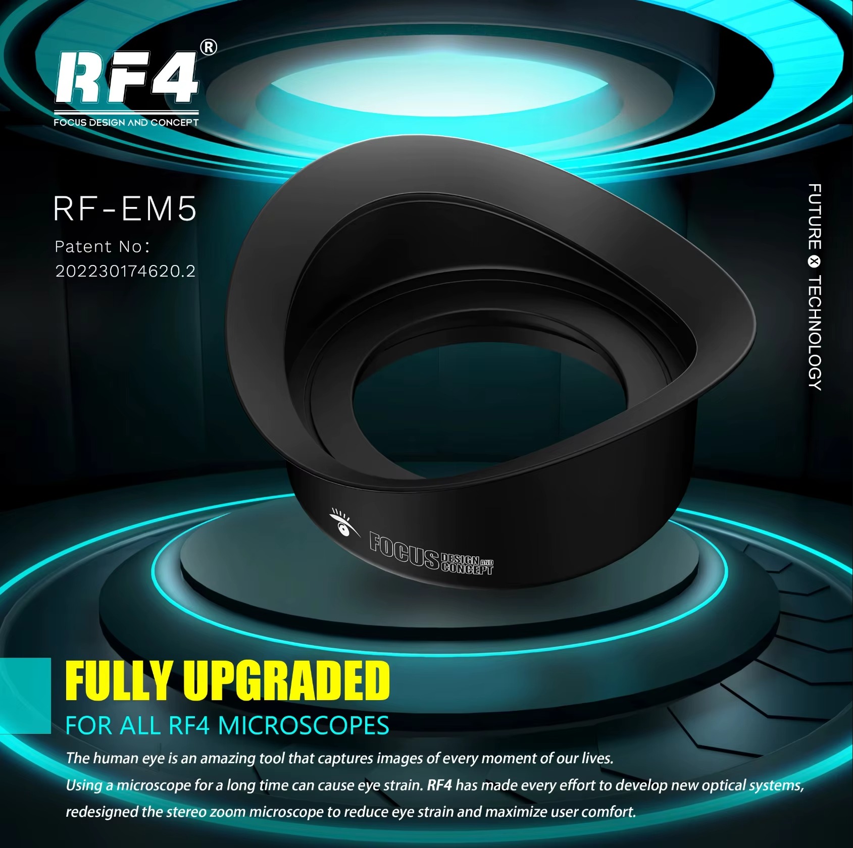 RF4 Stereo Microscope Eyepiece Prevent Light Leaking Anti-fatigue Rubber Eye Guards Shield Cups RF-EM5