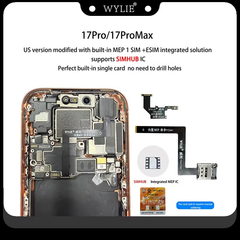 WYLIE 17 Pro/17 Pro Max US Version Esim Conversion to 2-Sim Card MEP Integration Simhub IC